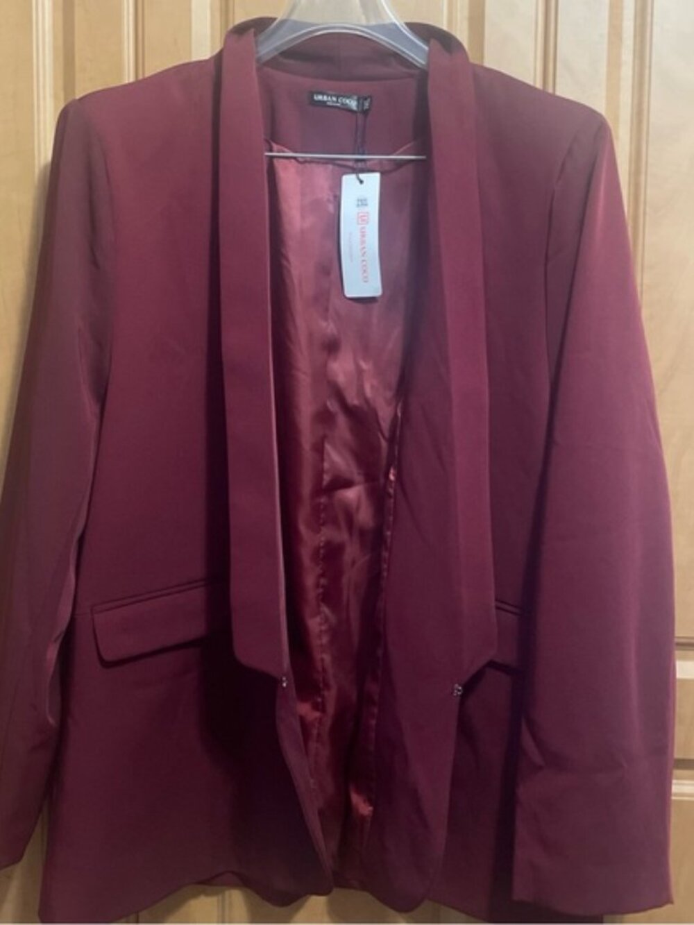 NWT Women's Urban Coco Maroon Blazer Size 2XL